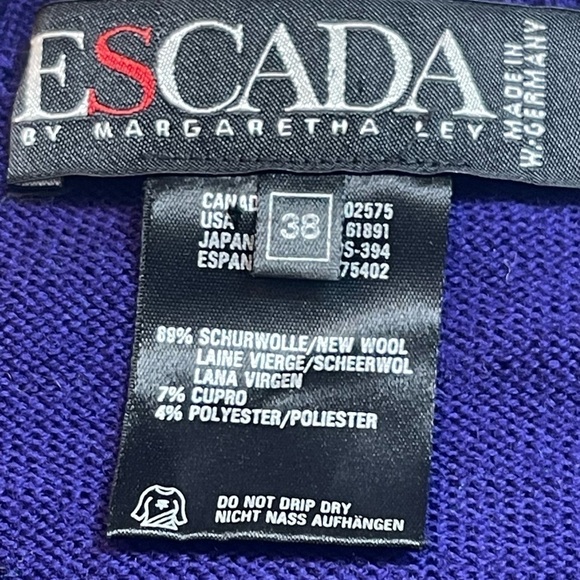 Escada by Margaretha Ley Vintage Purple Wool Sweater w/ Gold Embroidery Size 38 - Picture 4 of 15